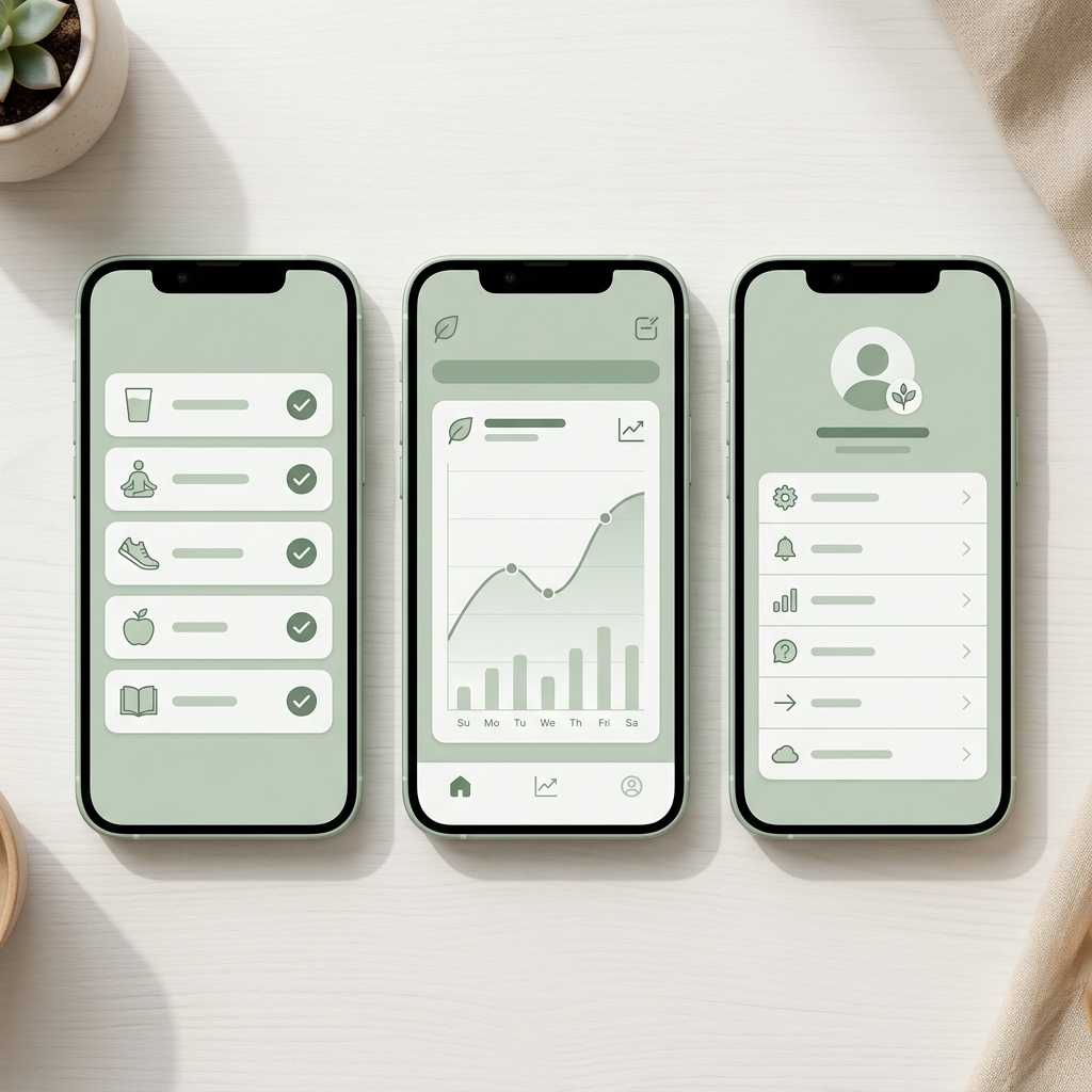 Écrans internes de l'Application: vue du tableau de bord de progression